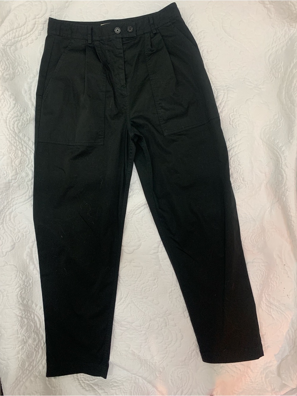 Nili Lotan Black Cotton Cargos Sz 8 High Rise Pants Utility Black New w/out Tags